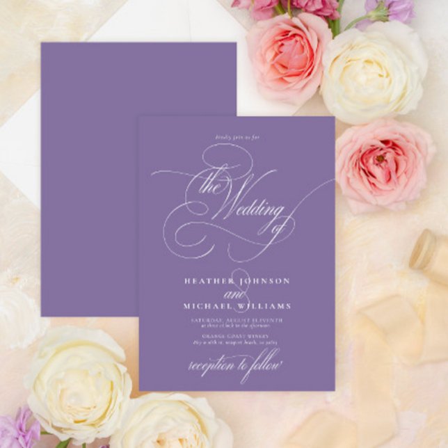 Invitación Delicate Lilac Lavender caligrafía moderna clásica (Subido por el creador)