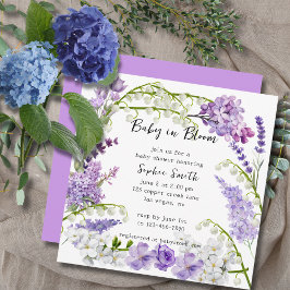 Invitación Delicate Lilac Y Purple Florals Baby Shower