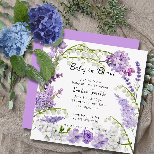 Invitación Delicate Lilac Y Purple Florals Baby Shower (Subido por el creador)