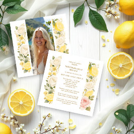 Invitación Delicate Mediterranean Lemons Flowers Greenery