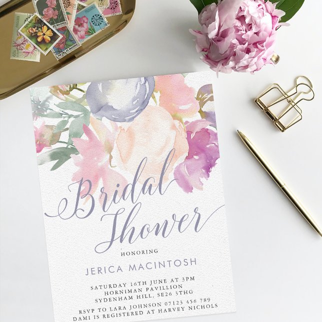 Invitación Delicate Pastel Florals Watercolor Bridal Shower (Subido por el creador)