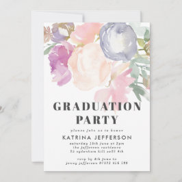 Invitación Delicate Pastel Watercolor Floral Graduación