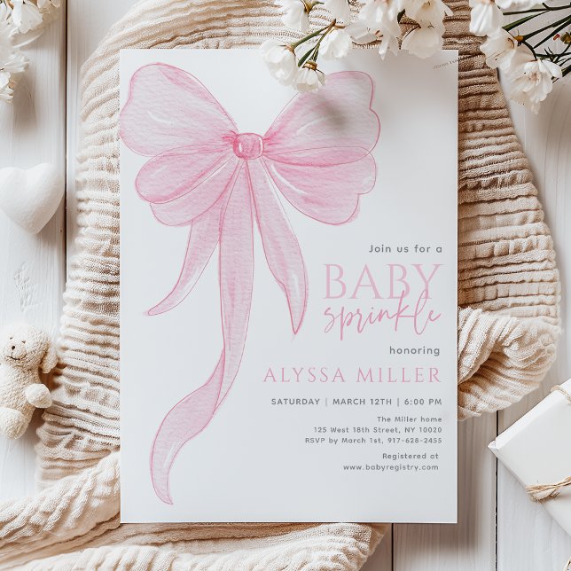 Invitación Delicate Pink Bow Girl Baby Sprinkle (Subido por el creador)
