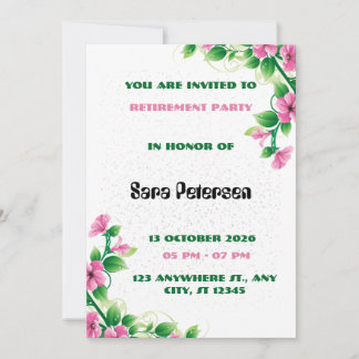Invitación Delicate Pink Flower Retirement Party Invitation