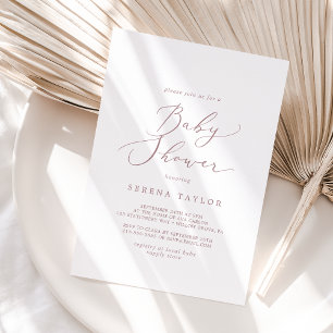 Invitación Delicate Rosa Gold Caligraphy Baby Shower