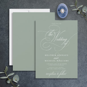 Invitación Delicate Sage Green Moderno Calligraphy Classic