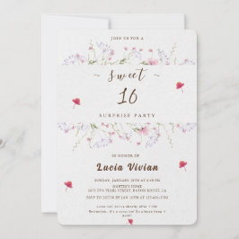Invitación Delicate Spring Wildflower Sweet 16 Surprise Fiest