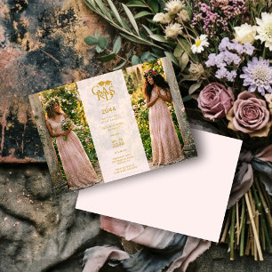 Invitación Delicate Twins Pink Chic Photo Grad Party TMF26