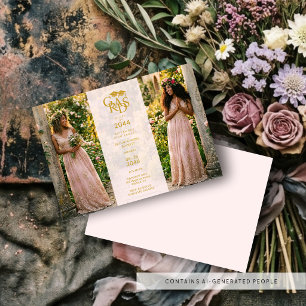Invitación Delicate Twins Pink Chic Photo Grad Party TMF26