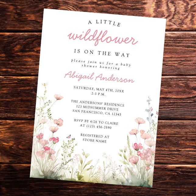 Invitación Delicate Wildflower Baby Shower (Subido por el creador)