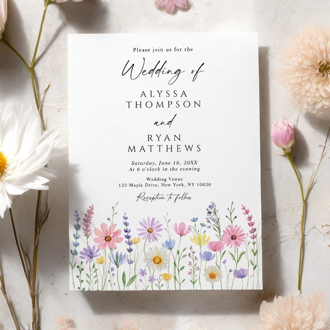 Invitación Delicate Wildflower Meadow Wedding (Subido por el creador)