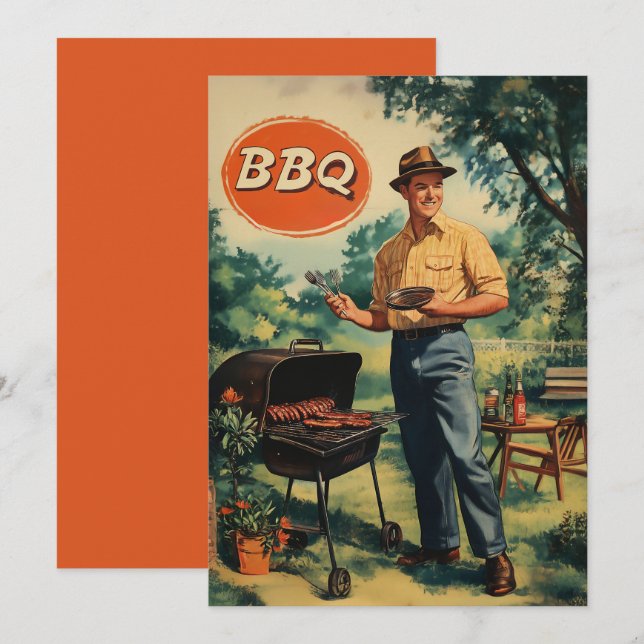 Invitación Delicia de barbacoa vintage: Escenario clásico de  (Anverso / Reverso)