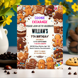 Invitación deliciosa comida linda Niños Cookie Exchange 7 cum