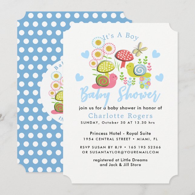 Invitación Deliciosa ducha de bebé en el jardín de primavera  (Anverso / Reverso)