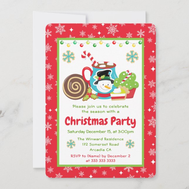 Invitación Deliciosa Fiesta de Navidad con Chocolate del Homb (Anverso)