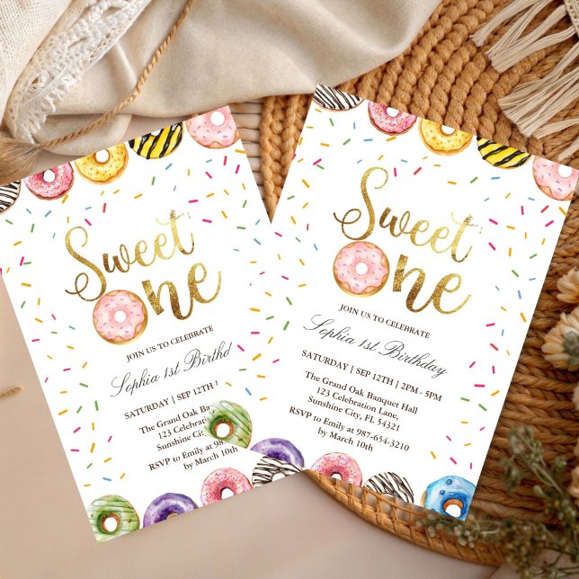 Invitación delicioso donut Cumpleaños de Sweet One, Cumpleaño (Subido por el creador)