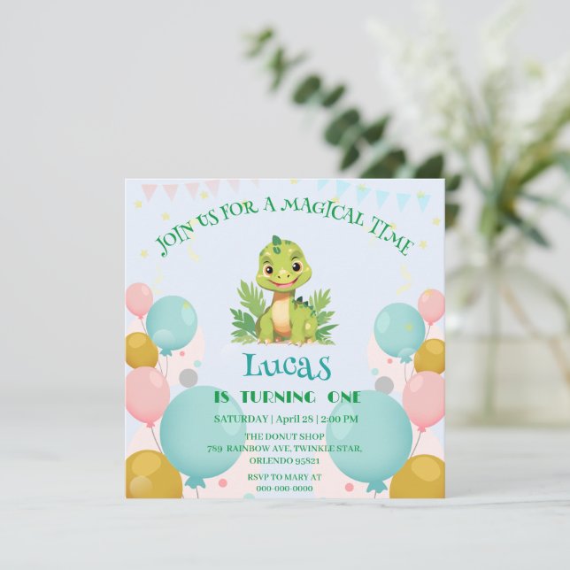 Invitación Deliciosos dinosaurios zoológico de jungla silvest (Anverso de pie)