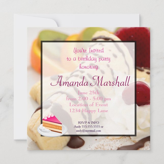 Invitación Delicious Dessert Birthday Party (Anverso)