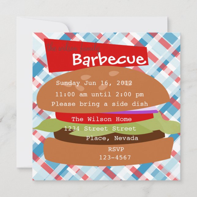 Invitación Delicious Hamburger (Anverso)
