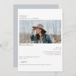 Invitación Delight Dusty Blue Modern Photo Bridal Shower