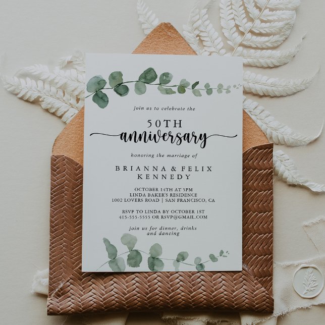 Invitación Delight Eucalyptus 50° Aniversario Boda (Subido por el creador)