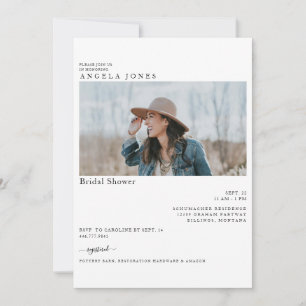 Invitación Delight White Modern Bride Photo Bridal Shower