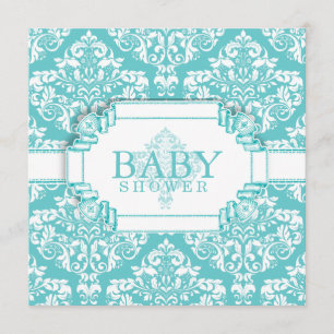 Invitación Delightins Robins Egg Blue Damask