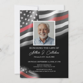 Invitación Delineado Fino Rojo Funeral Memorial Bombero