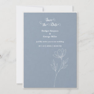 Invitación Delphinium Azul Polvoriento Romance Minimalista de