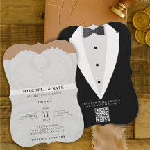 Demanda de vestir para boda y código QR Bowtie