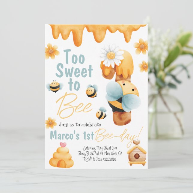 Invitación Demasiado dulce para ser un niño cumpleaños (Anverso de pie)