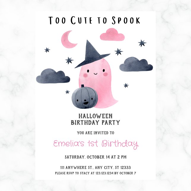 Invitación Demasiado lindo para hablar Chica Halloween 1er cu (Subido por el creador)