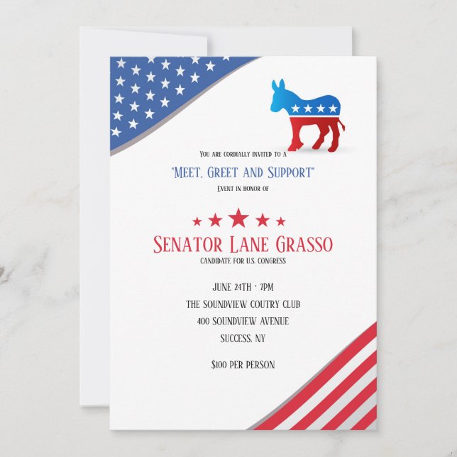 Invitación Democratic de la recaudador de fondos (Anverso)