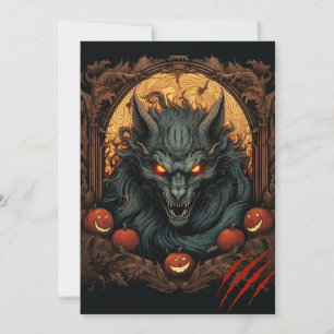 Invitación Demon Werewolf Pumpkin Halloween