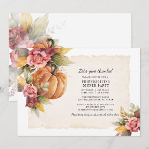 Invitación Demos Gracias Otoño Calabaza Friendsgiving