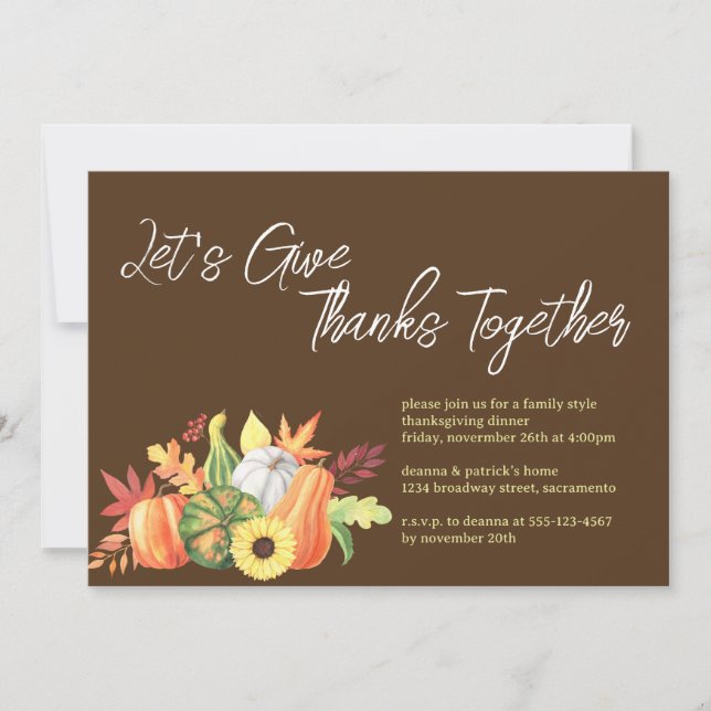 Invitación Demos las gracias juntos, Día de Acción de Gracias (Anverso)