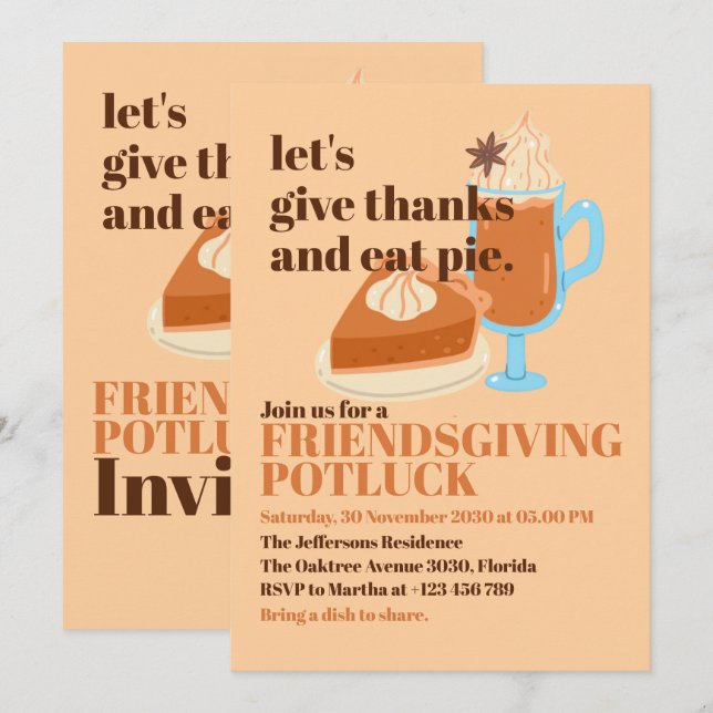 Invitación Démosle gracias y comamos pietería amistosa (Anverso / Reverso)