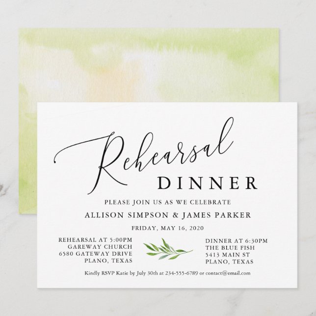 Invitación Demostración de la caligrafía rústica de la vegeta (Anverso / Reverso)