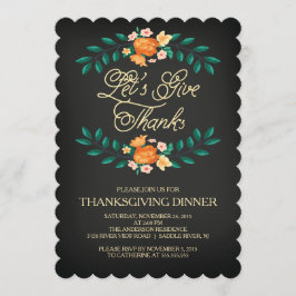 Invitación Den gracias Fiesta Floral de la cena de Acción de 
