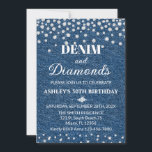 Invitación Denim and Diamond Birthday Party Invitation<br><div class="desc">Shine bright at your next celebration with our Denim and Diamond Birthday Party Invitation. This stylish invitation is the perfect blend of rustic charm and glamorous elegance, featuring a denim textured background printing with sparkling diamond accents. Whether you're celebrating a milestone birthday or simply love a touch of bling, this...</div>