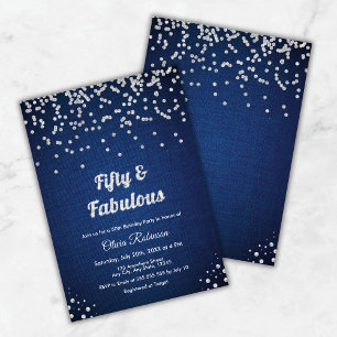 Invitación Denim Azul 50 y fabuloso cumpleaños 50