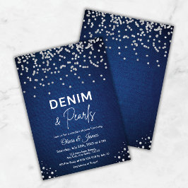 Invitación Denim azul elegante y ducha de la pareja de las Pe