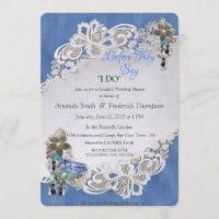 Denim azul, joyas de encaje y vestuario