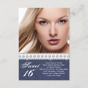 Invitación Denim azul y dulce de diamante Dieciséis Fiestas