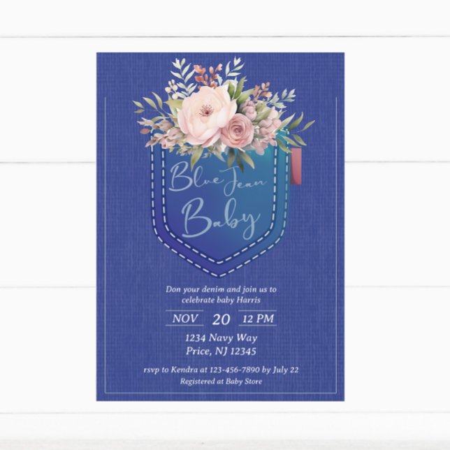Invitación Denim Blue Jean Baby Shower (Subido por el creador)