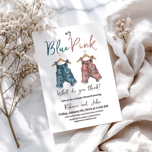 Invitación Denim BLue o Revelación de género de línea de ropa (Subido por el creador)