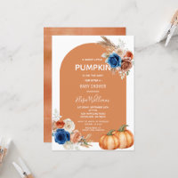 Denim Blue Rust Naranja Pumpkin Floral Baby Shower