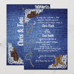 Invitación Denim, Boots & Lace Wedding Invite