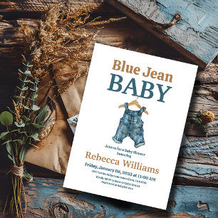 Invitación Denim Clothesline Boy Blue Jean Baby Shower