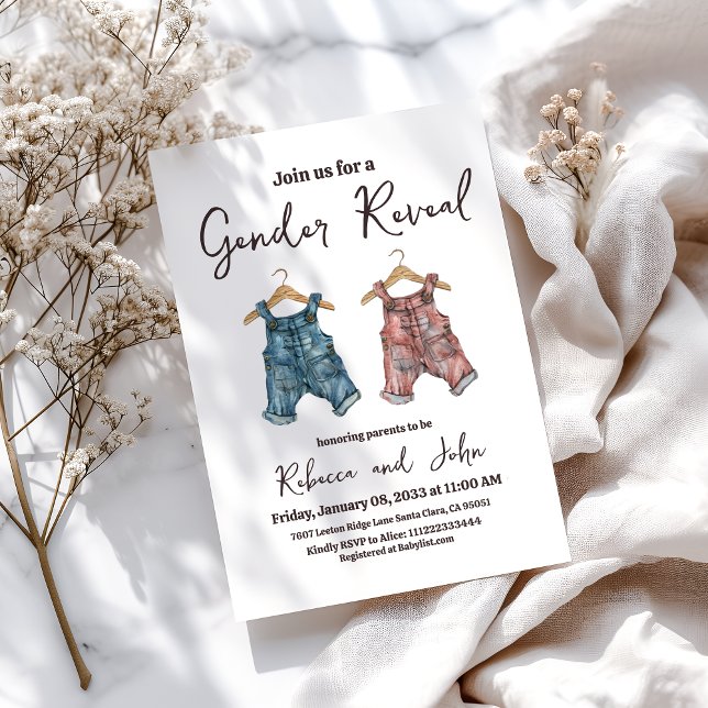Invitación Denim Clothesline Fiesta de revelación de género (Subido por el creador)